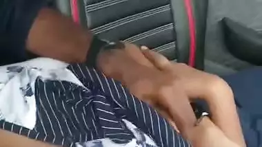 GF boob press and nipple roll in car by boyfriend