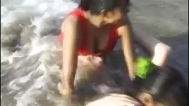 Threesome indian beach fun