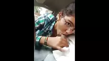 Punjabi teen girl giving a hot car blowjob